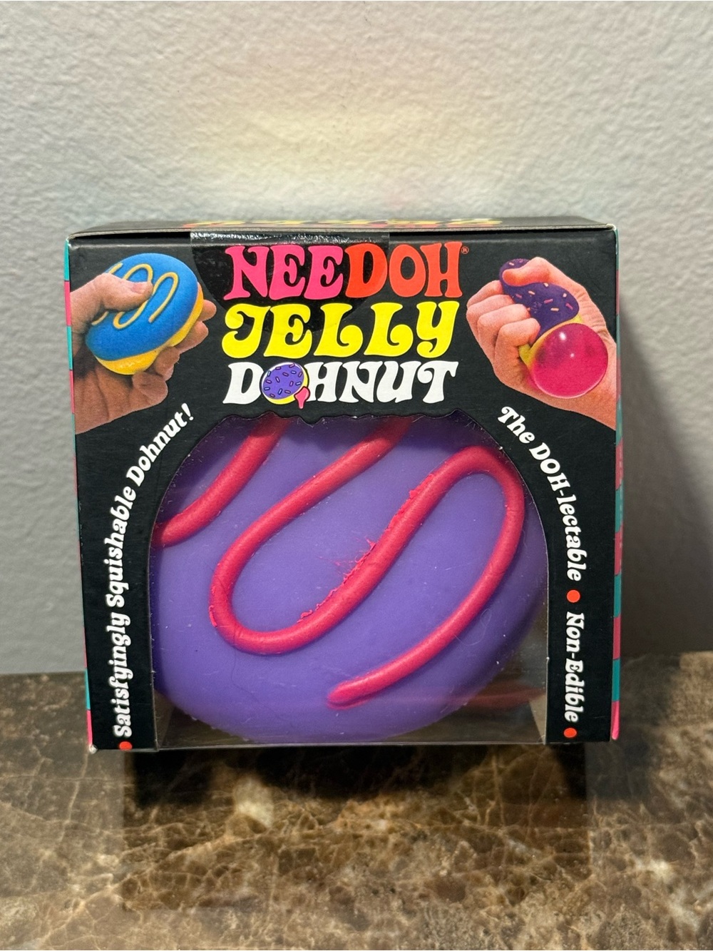 Needoh Jelly RARE Donut Squishy Toy - Purple with Pink Icing